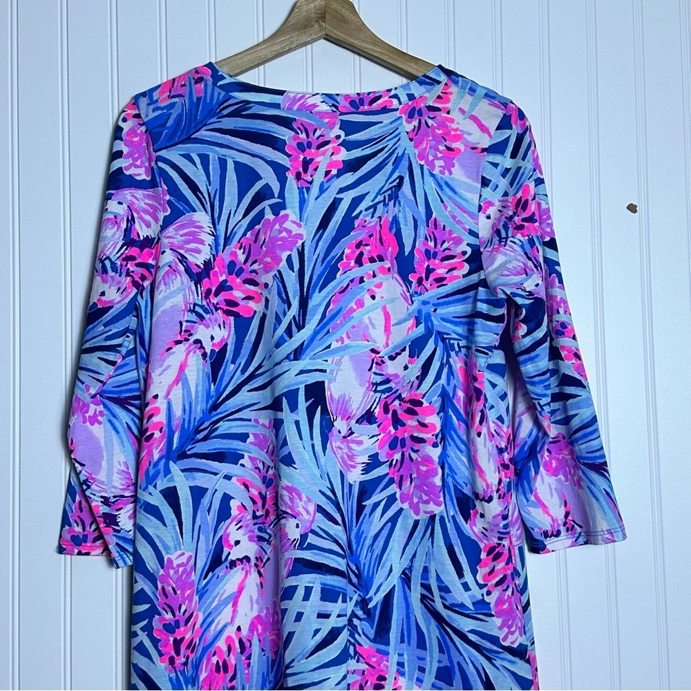 LILLY PULITZER Mr Peacock Blue Tweethearts DAPHNE Tunic Shirt Dress M Colorful - Picture 8 of 11